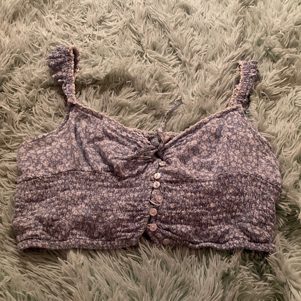 Crop blue shirt tank top